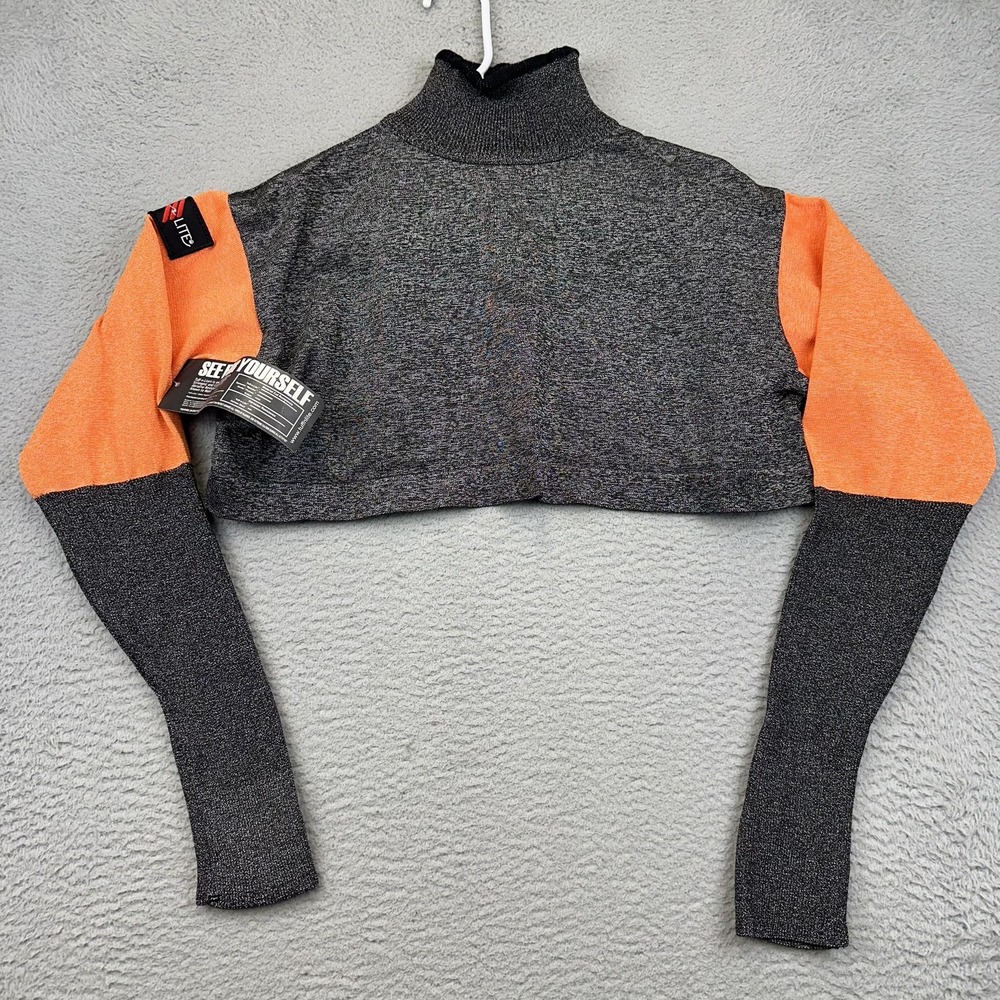 Tuff-N-Lite Cut Resistant Shirt Cropped Mens Large Orange Mock Neck‎ Made USA